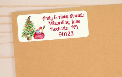 Wizard Christmas Return Address Labels - CHR407 - LABELS ONLY :) - Thatsawrapfavors