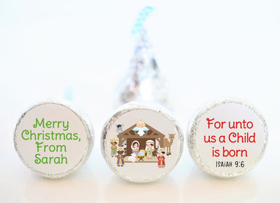 Christmas Nativity Hershey Kiss Stickers - CHR010 - LABELS ONLY :) - Thatsawrapfavors