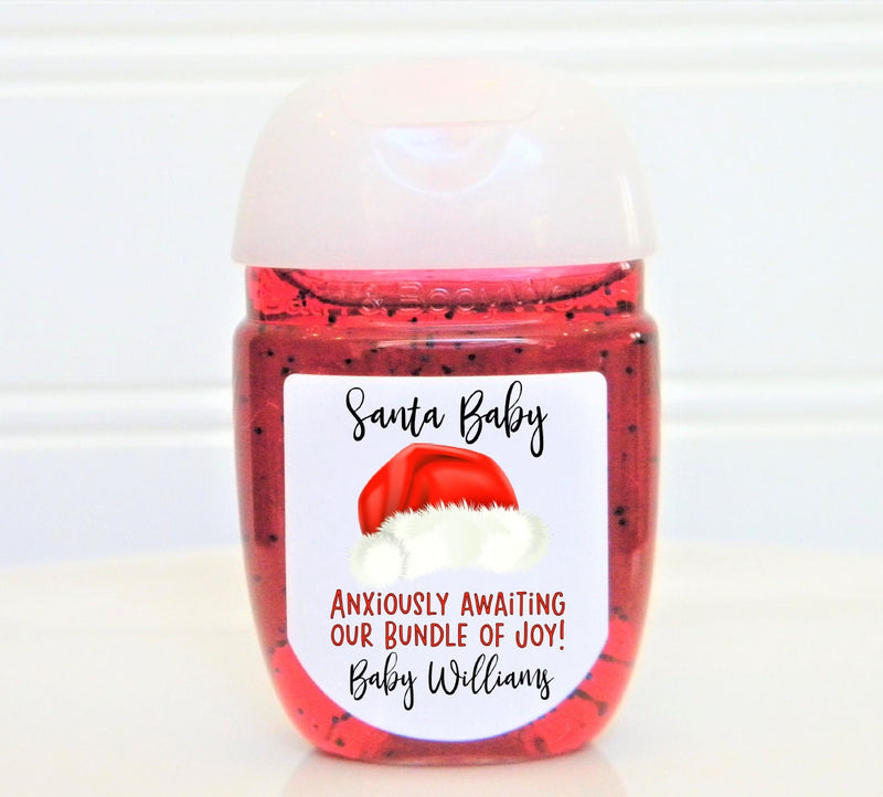 Christmas Santa Baby Theme Baby Shower Hand Sanitizer Labels - SBB100 - LABELS ONLY :) - Thatsawrapfavors