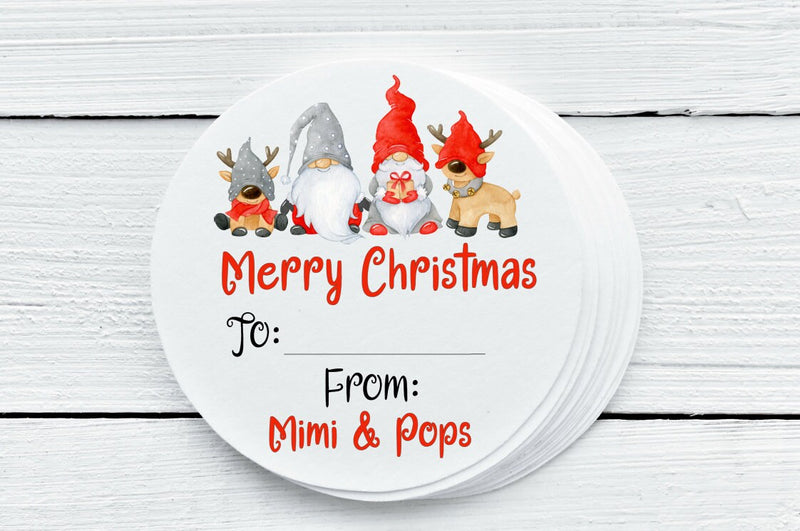 Gnomes Theme Christmas  Favor Labels - Gift Tags - Several Sizes Available - CHR036 - Thatsawrapfavors