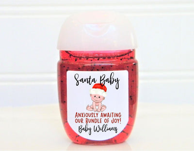 Christmas Santa Baby Theme Baby Shower Hand Sanitizer Labels - SBB101 - LABELS ONLY :) - Thatsawrapfavors