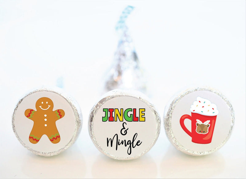 Christmas Jingle & Mingle Theme Hershey Kiss Stickers - CHR008 - LABELS ONLY :) - Thatsawrapfavors