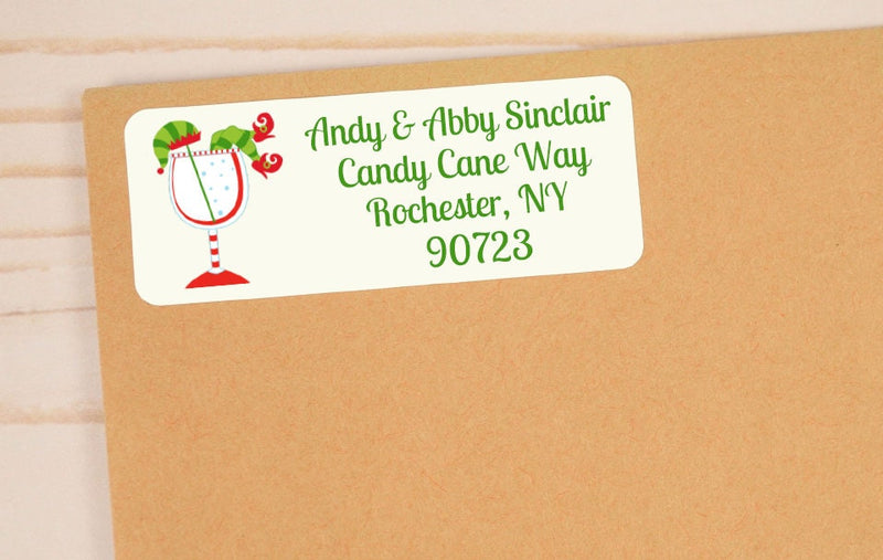 Cocktail Christmas Return Address Labels - CHR401 - LABELS ONLY :) - Thatsawrapfavors