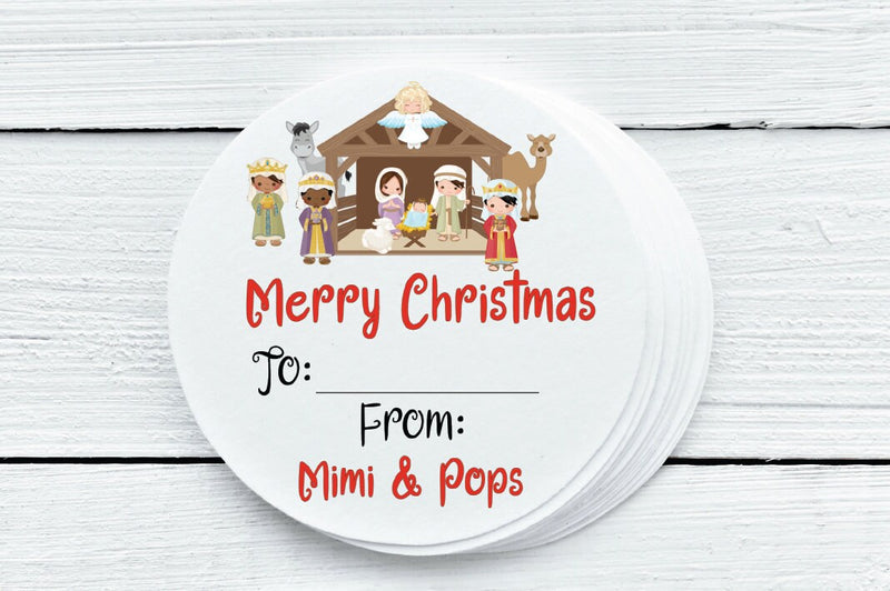 Christmas Nativity Favor Labels - Gift Tag Stickers - Several Sizes Available - CHR042 - Thatsawrapfavors
