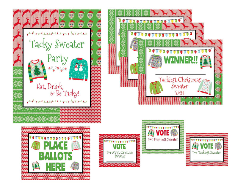Tacky Ugly Christmas Sweater DIGITAL Party Pack - Nothing Will Be Shipped To You - DIGITAL ONLY :) - Thatsawrapfavors