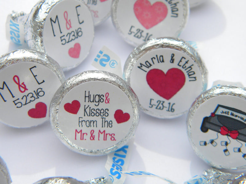 Wedding or Bridal Shower Hershey Kiss Stickers - WED001 - STICKERS ONLY :) - Thatsawrapfavors