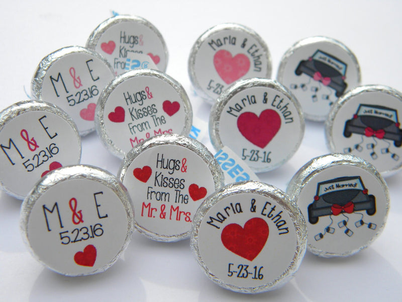 Wedding Hershey Kiss Stickers - WED001 - LABELS ONLY :) - Thatsawrapfavors